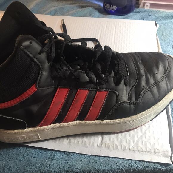 Size 10.5 - adidas Hoops 3.0 Mid Black Scarlet - Picture 6 of 9